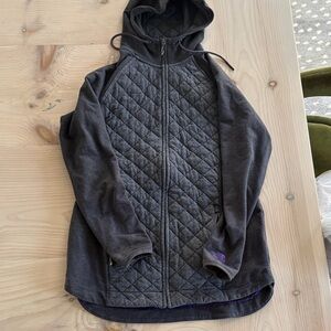 The North Face Gray Quilted Hooded Sweatshirt